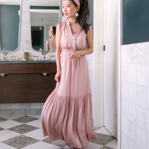 Banana Republic Women's Pink Soft Satin Maxi Dress